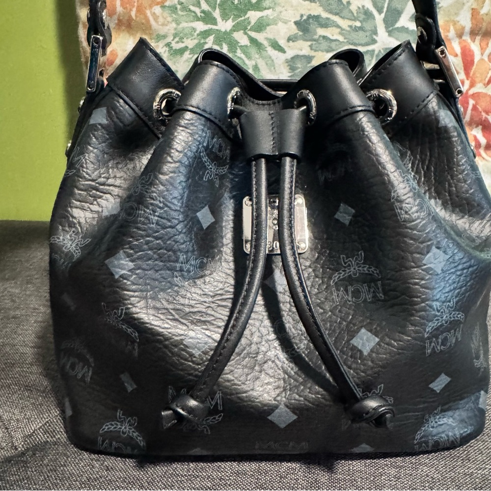 MCM Black Visetos Bucket Crossbody bag